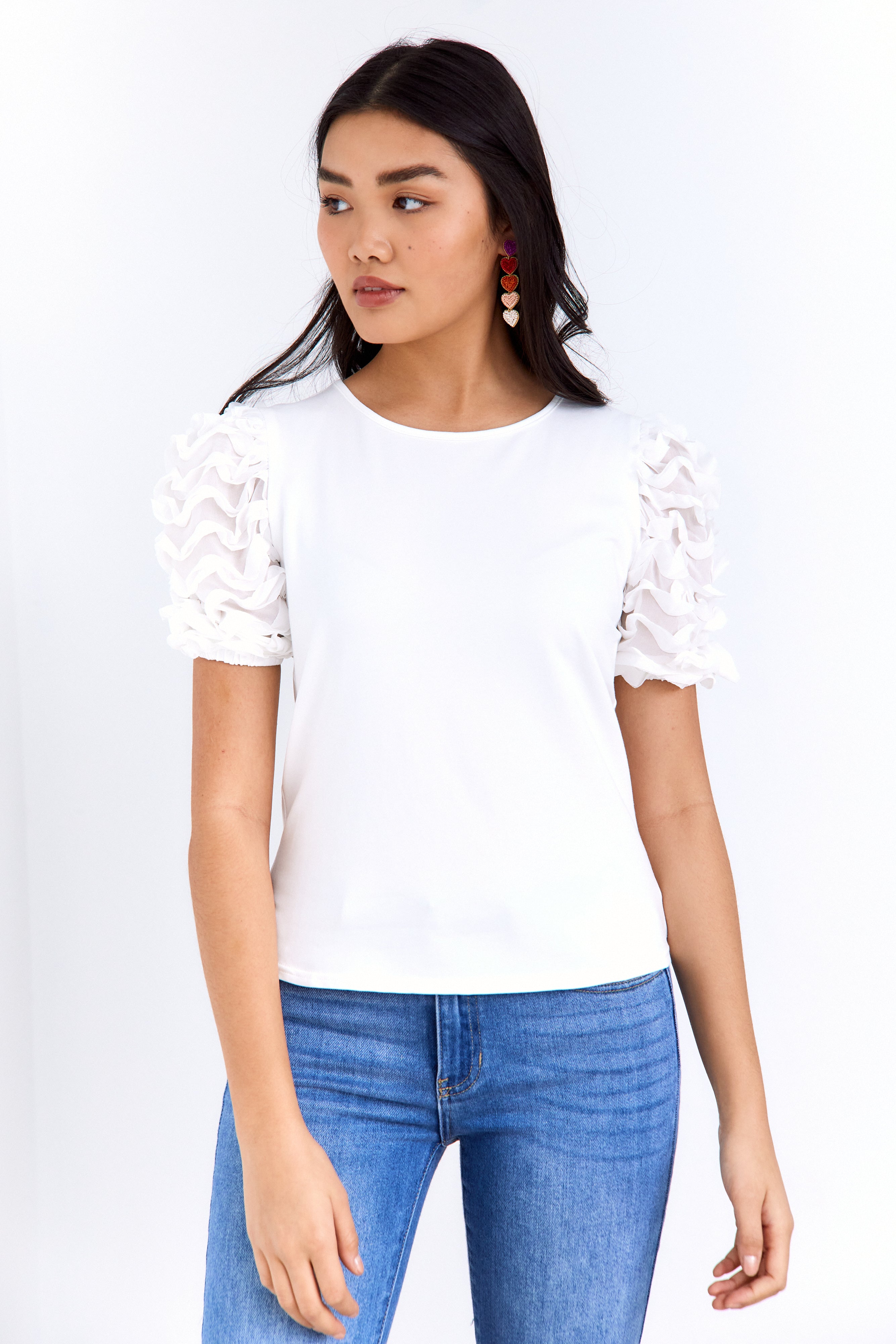 Adelaide Contrast Ruffle Detail Top - fab'rik