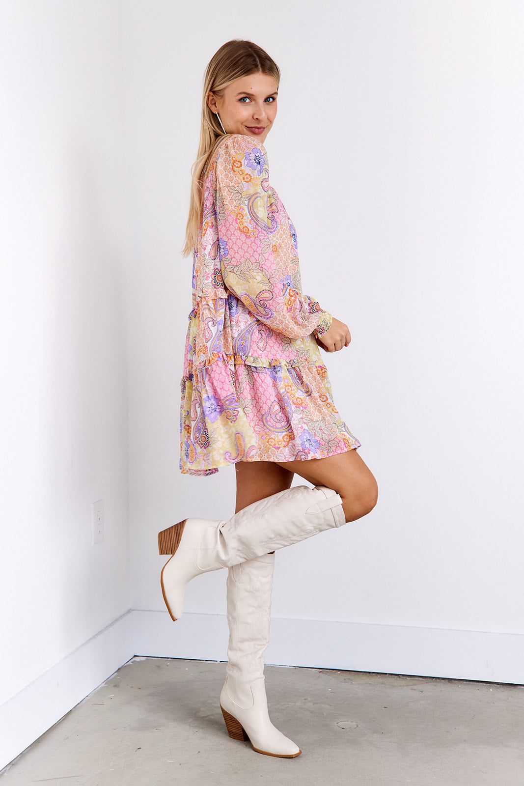 Alexandria High Neck Tiered Mini Dress - fab'rik