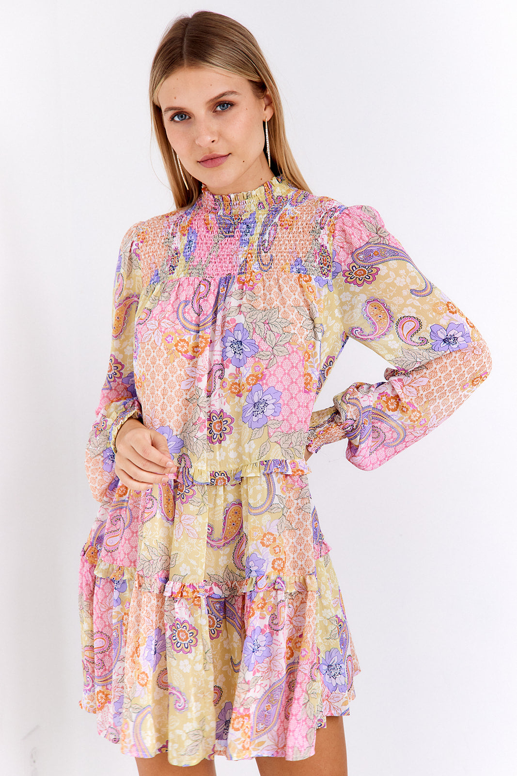 Alexandria High Neck Tiered Mini Dress - fab'rik