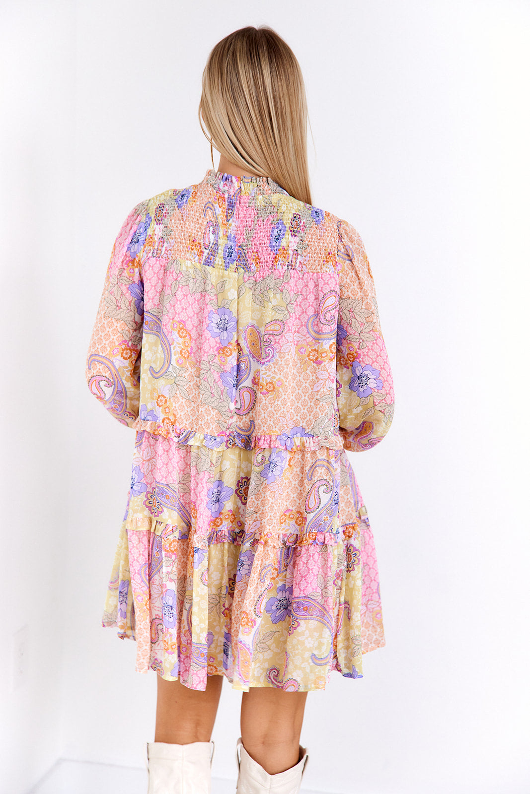 Alexandria High Neck Tiered Mini Dress - fab'rik