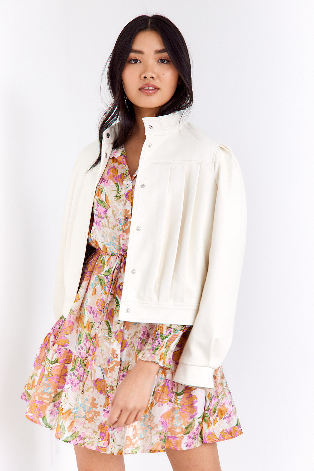 Savannah Puff Sleeve Faux Leather Jacket - fab'rik