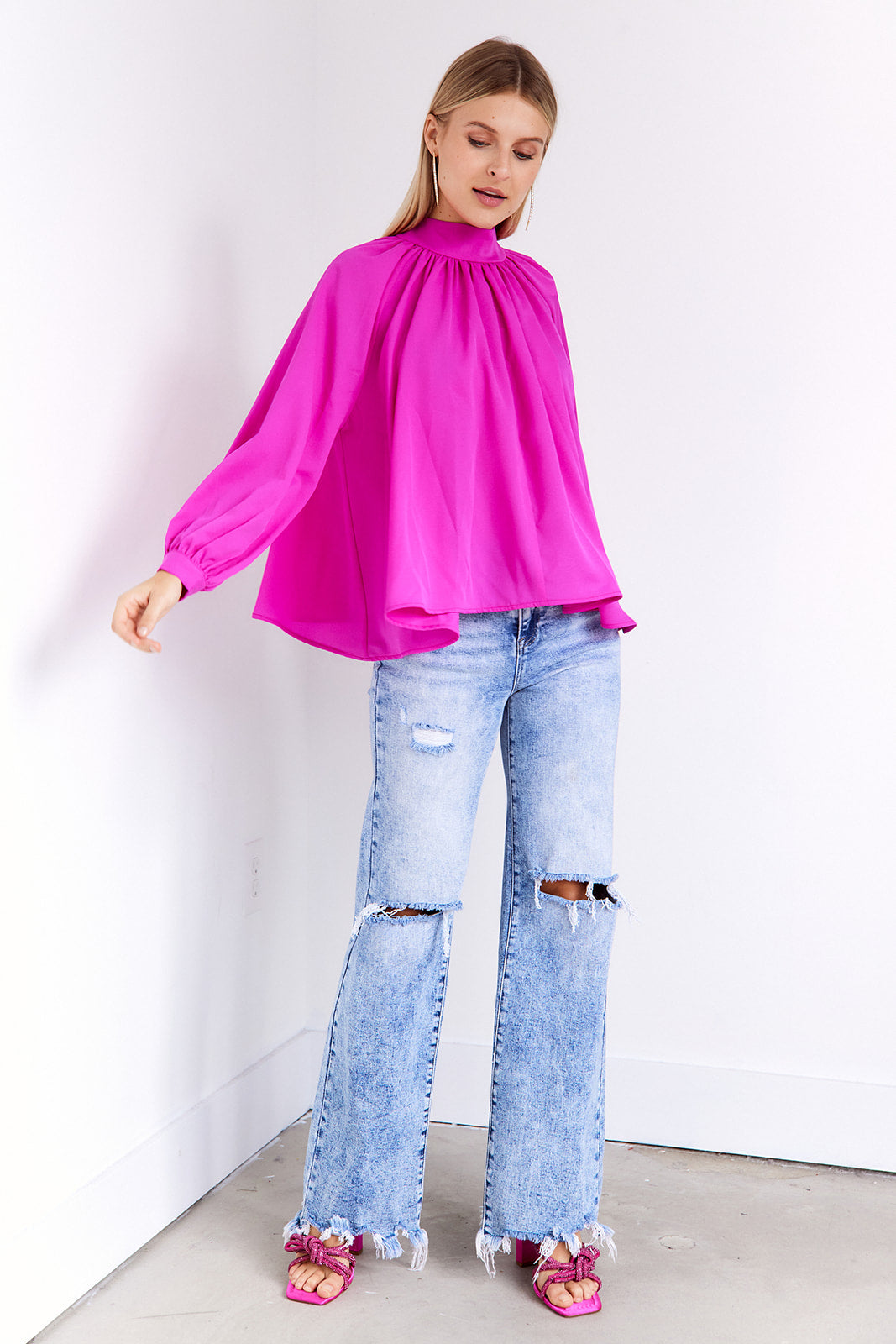 Kennedy Gathered Back Tie Blouse - fab'rik