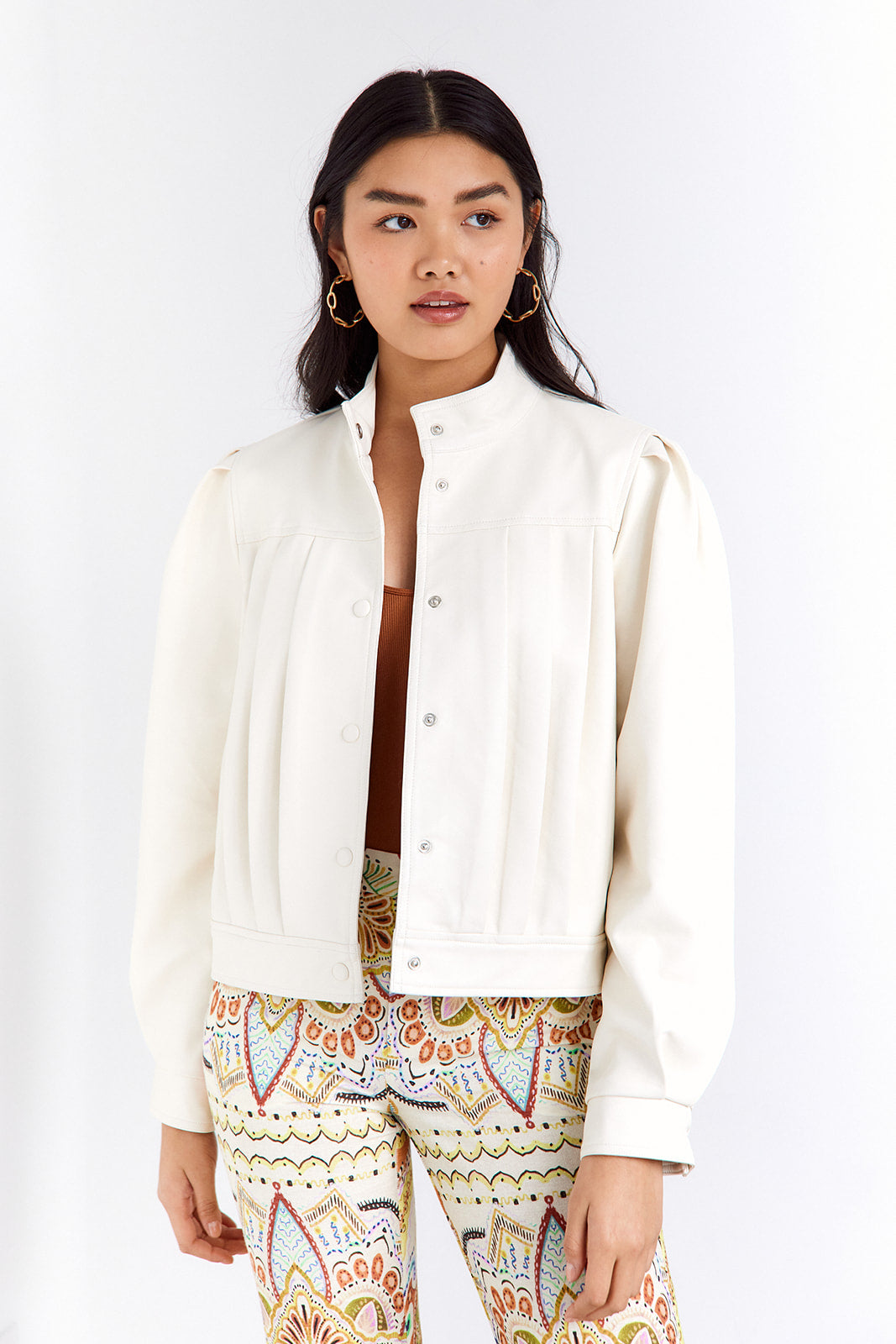 Savannah Puff Sleeve Faux Leather Jacket - fab'rik
