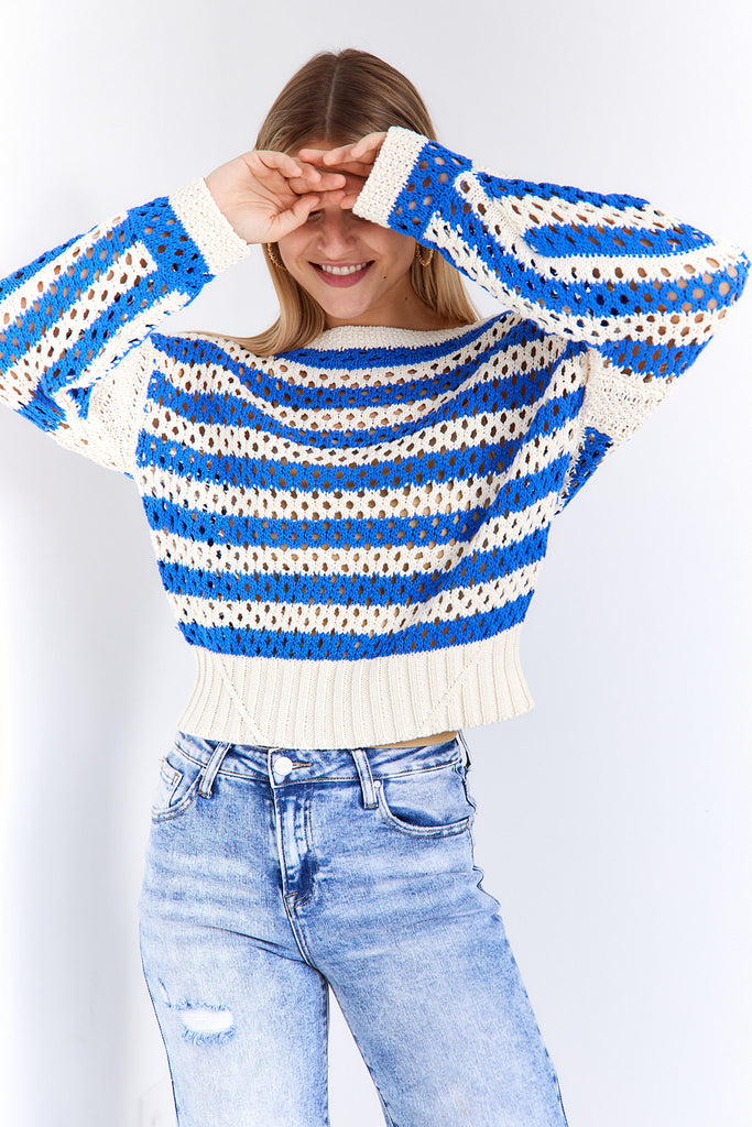 Chicago Striped Drop Sleeve Sweater - fab'rik