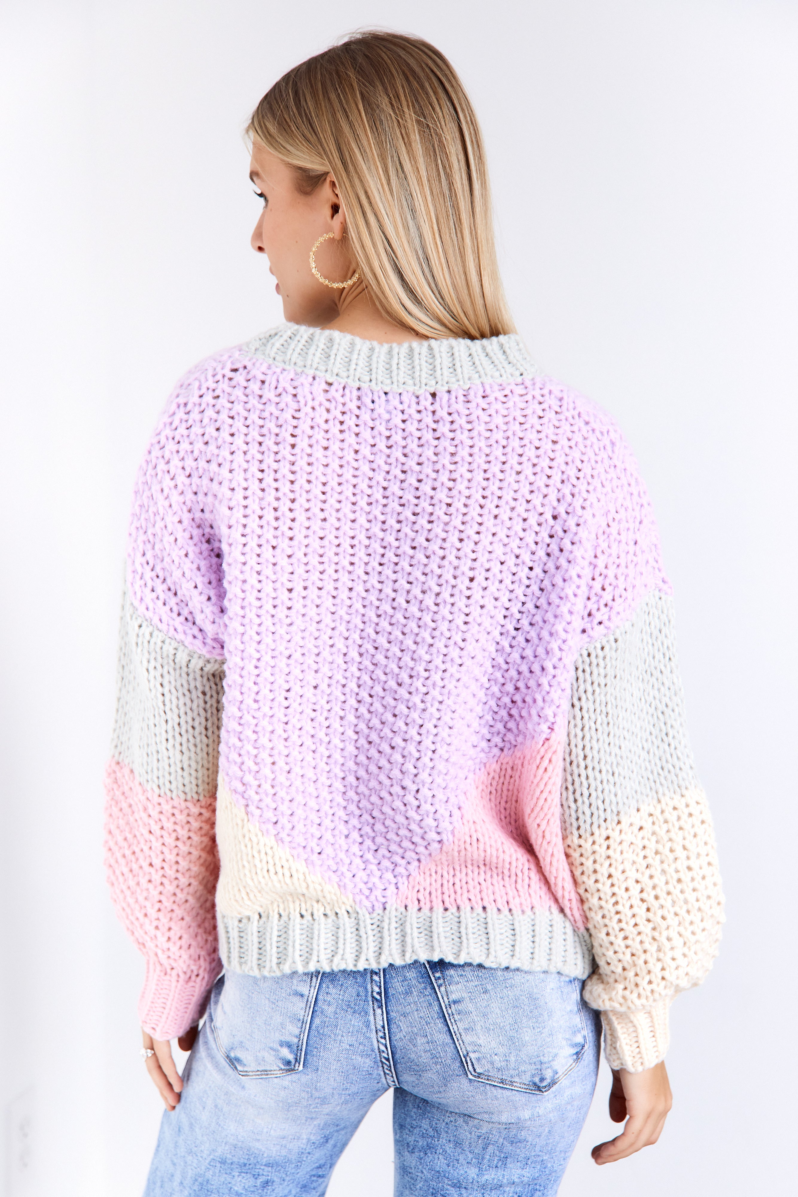 Eden Pastel Patchwork Crew Neck Sweater - fab'rik