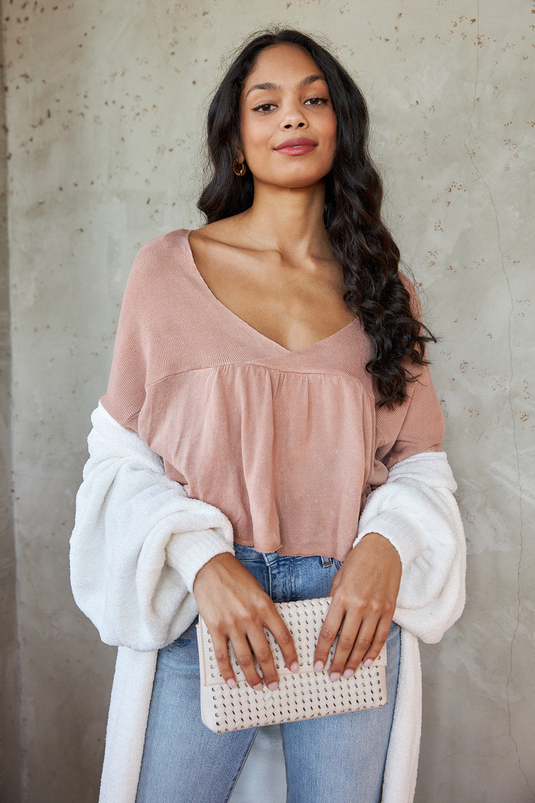 Zoey Terry Knit Babydoll Top - fab'rik