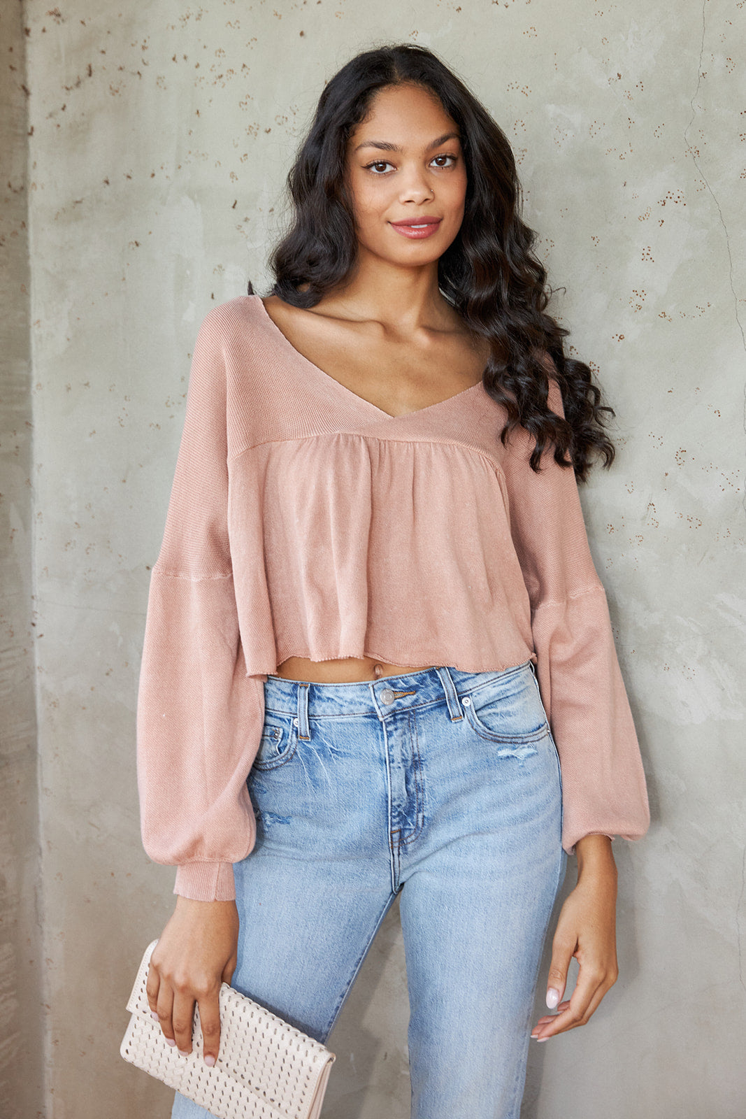 Zoey Terry Knit Babydoll Top - fab'rik