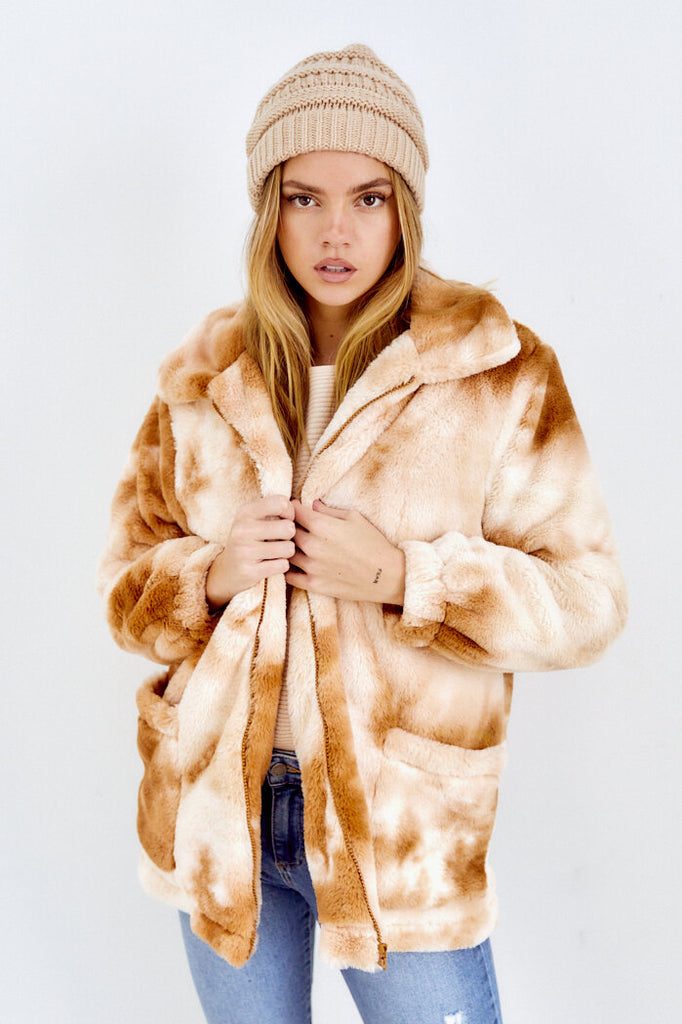 SALE - Dottie Tie Dye Faux Fur Jacket - fab'rik
