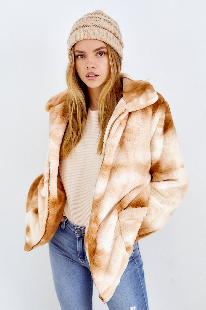 SALE - Dottie Tie Dye Faux Fur Jacket - fab'rik