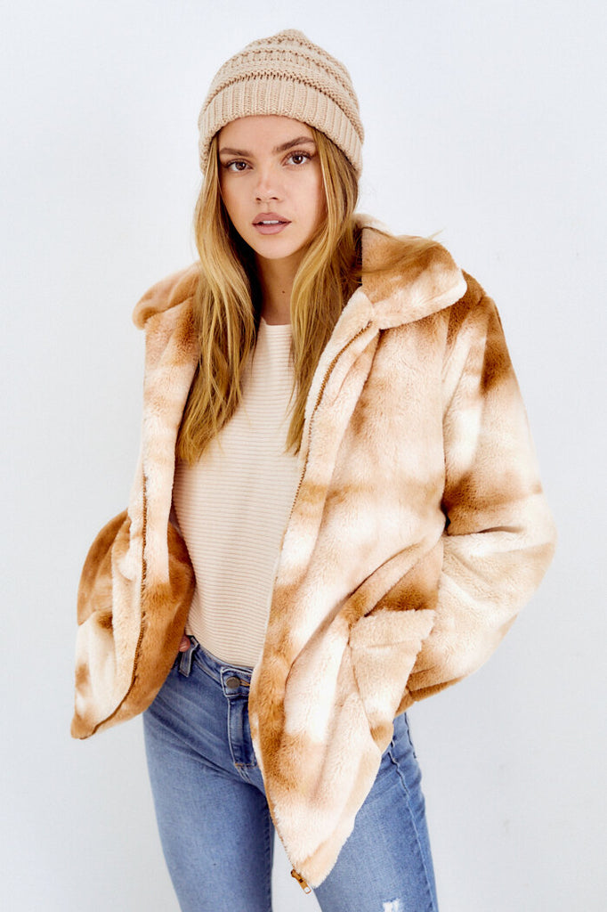 SALE - Dottie Tie Dye Faux Fur Jacket - fab'rik