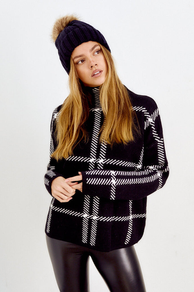 SALE - Genna Plaid Mock Neck Sweater - fab'rik