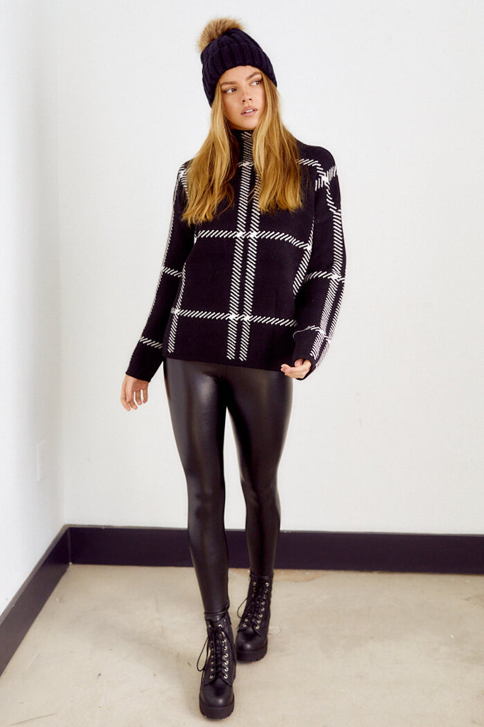 SALE - Genna Plaid Mock Neck Sweater - fab'rik