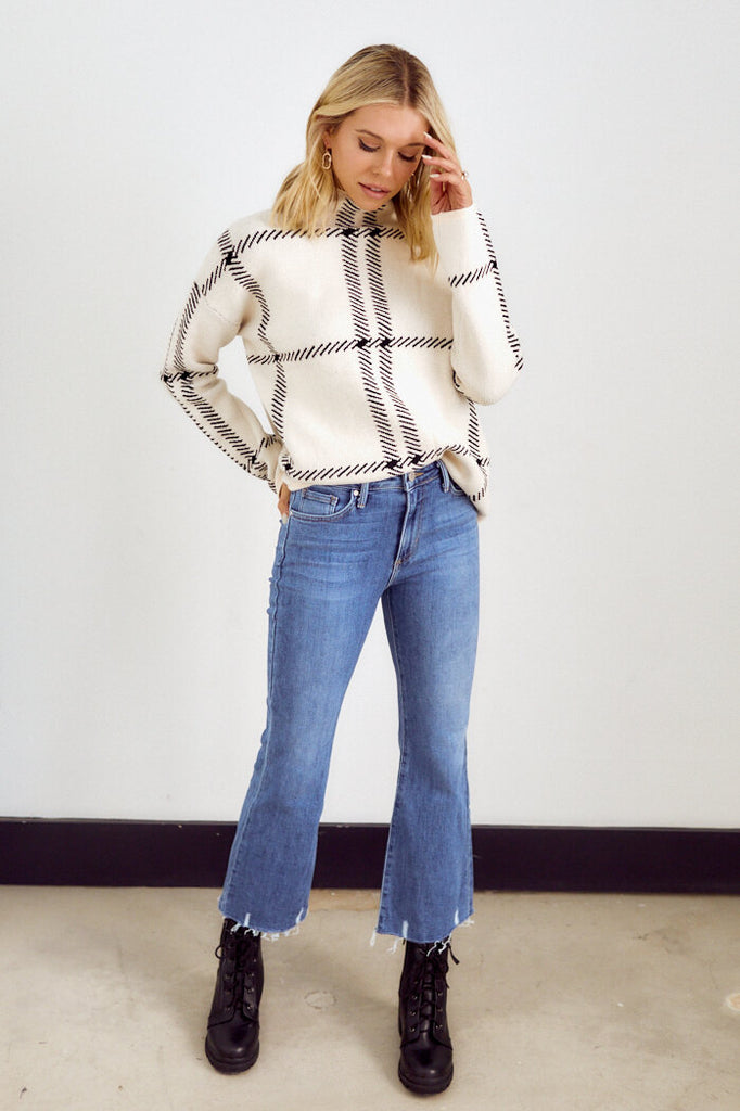 SALE - Genna Plaid Mock Neck Sweater - fab'rik