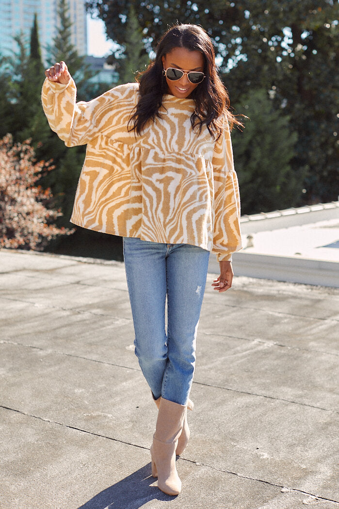 SALE - Kierstan Animal Print Peplum Top - fab'rik