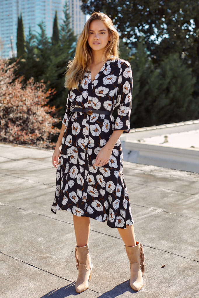 SALE - Aurora Floral Tiered Midi Dress - fab'rik
