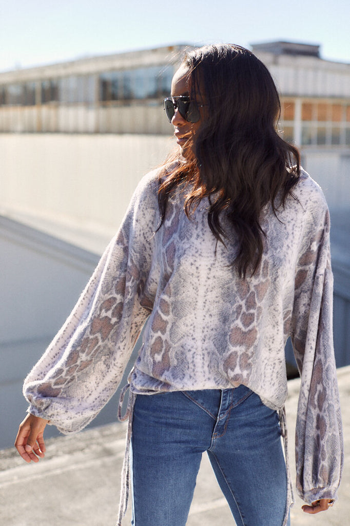 SALE - Libby Side Tie Snakeskin Top - fab'rik