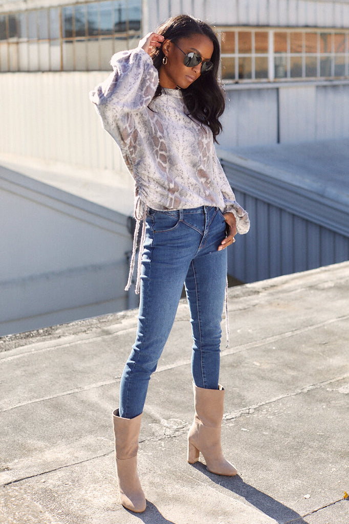 SALE - Libby Side Tie Snakeskin Top - fab'rik