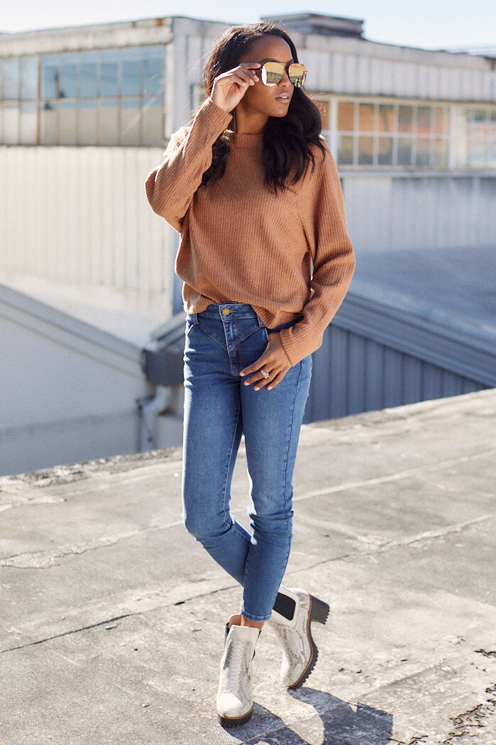 SALE - Shaleen Ribbed Long Sleeve Tee - fab'rik