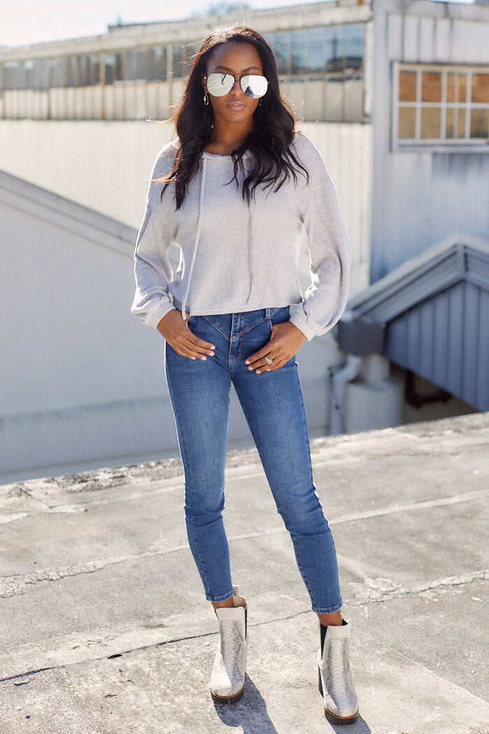 SALE - Aspyn Ribbed Hooded Sweatshirt - fab'rik