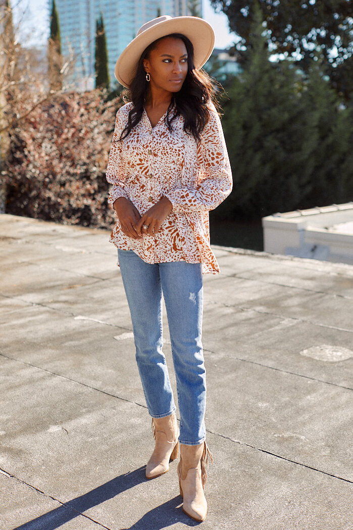 Peony Leopard Printed Blouse - fab'rik