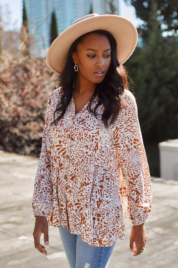 Peony Leopard Printed Blouse - fab'rik