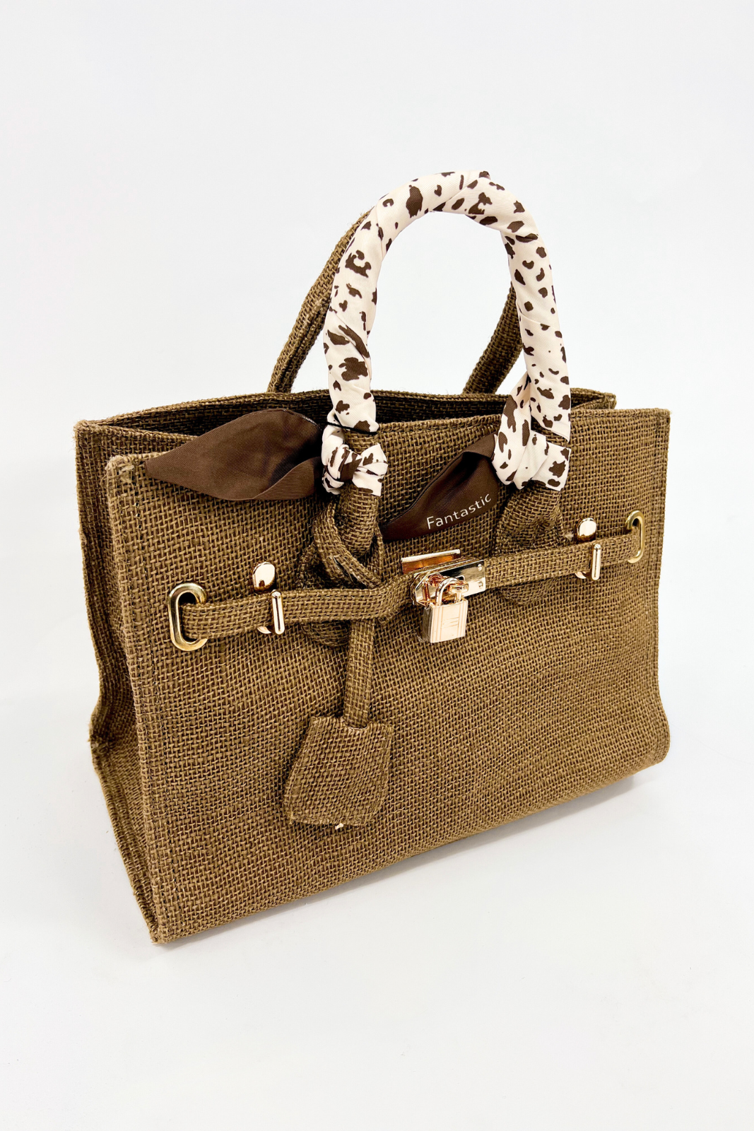 Kat Scarf Handle Burlap Handbag - fab'rik