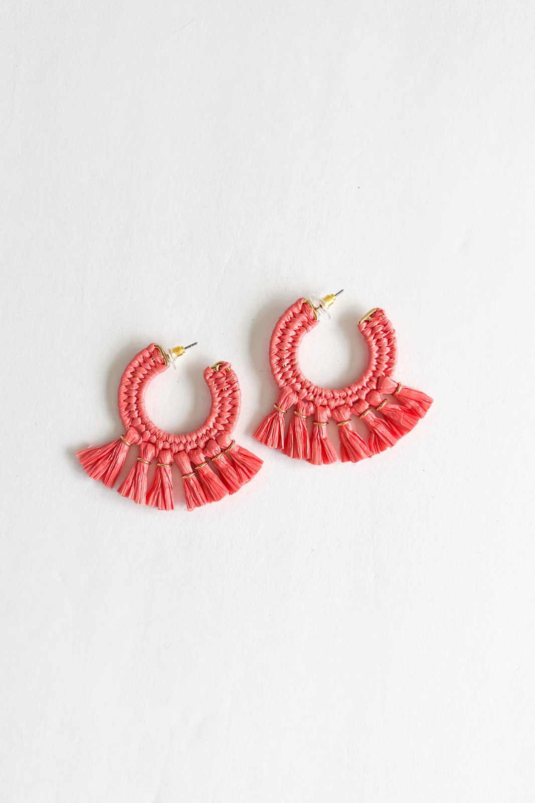 Nova Raffia Tassel Hoop Earring - fab'rik