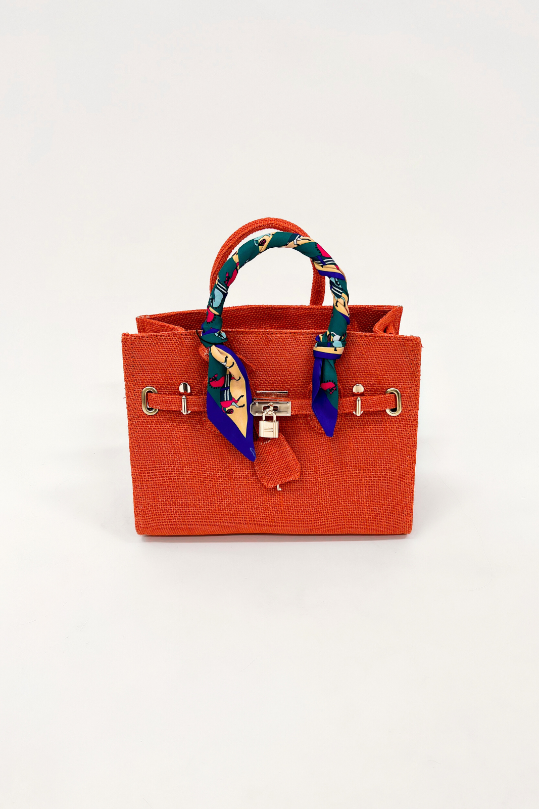 Kat Scarf Handle Burlap Handbag - fab'rik