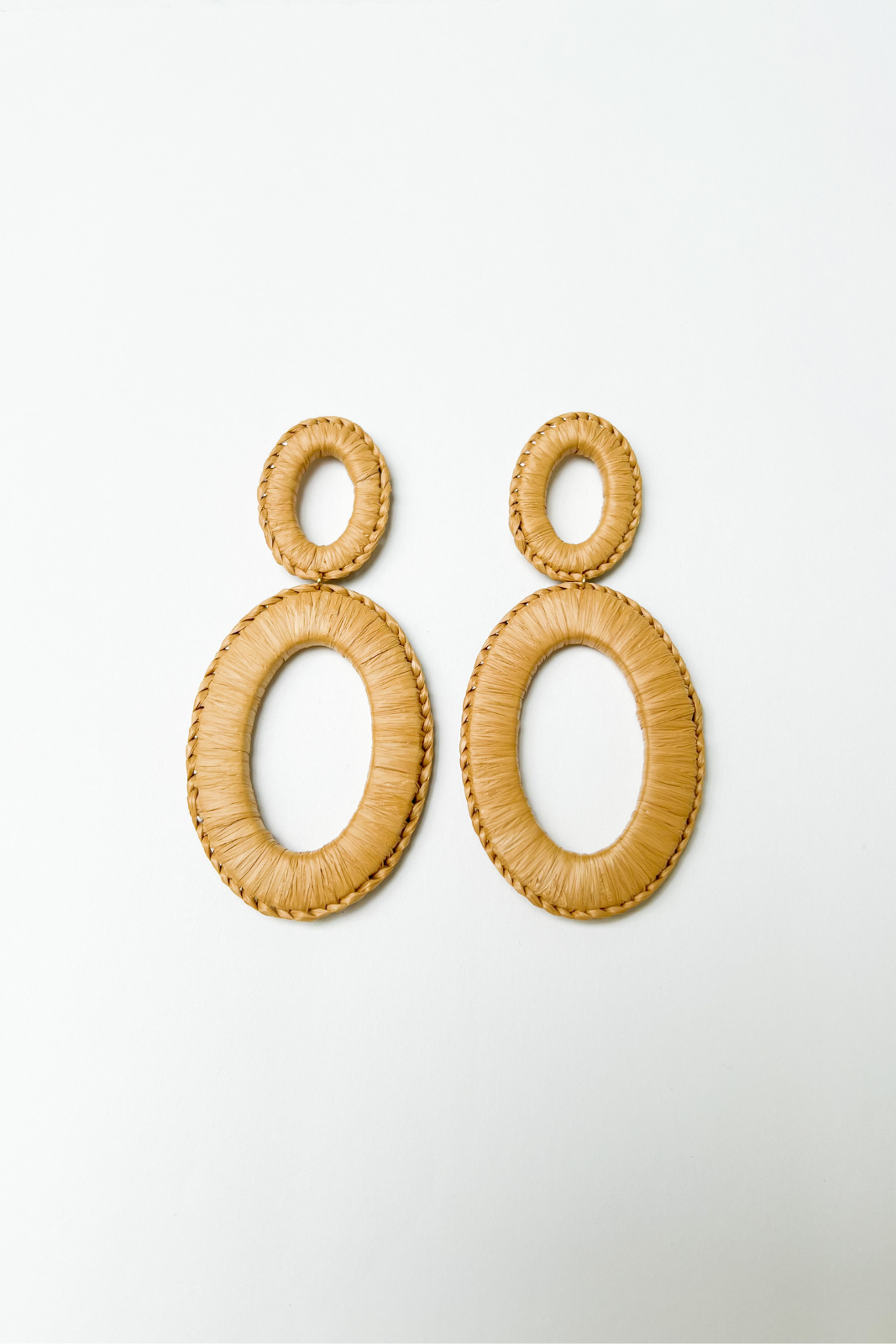Luna Raffia Wrapped Oval Earrings - fab'rik