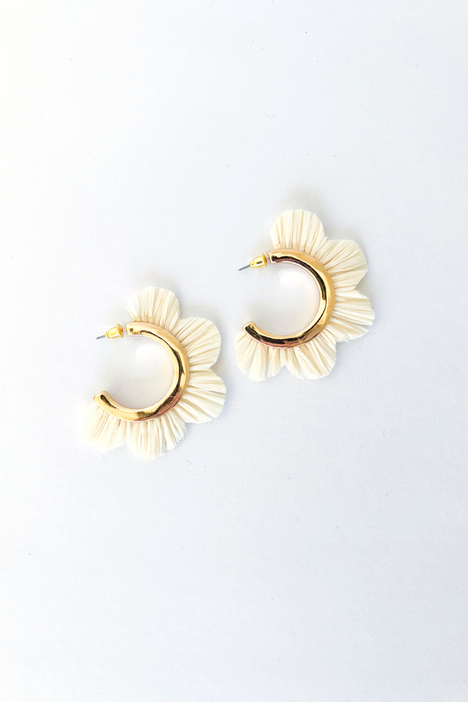Elena Raffia Flower Cut Hoops - fab'rik
