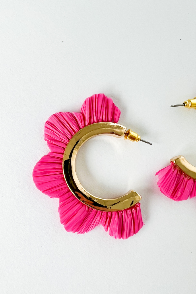 Elena Raffia Flower Cut Hoops - fab'rik