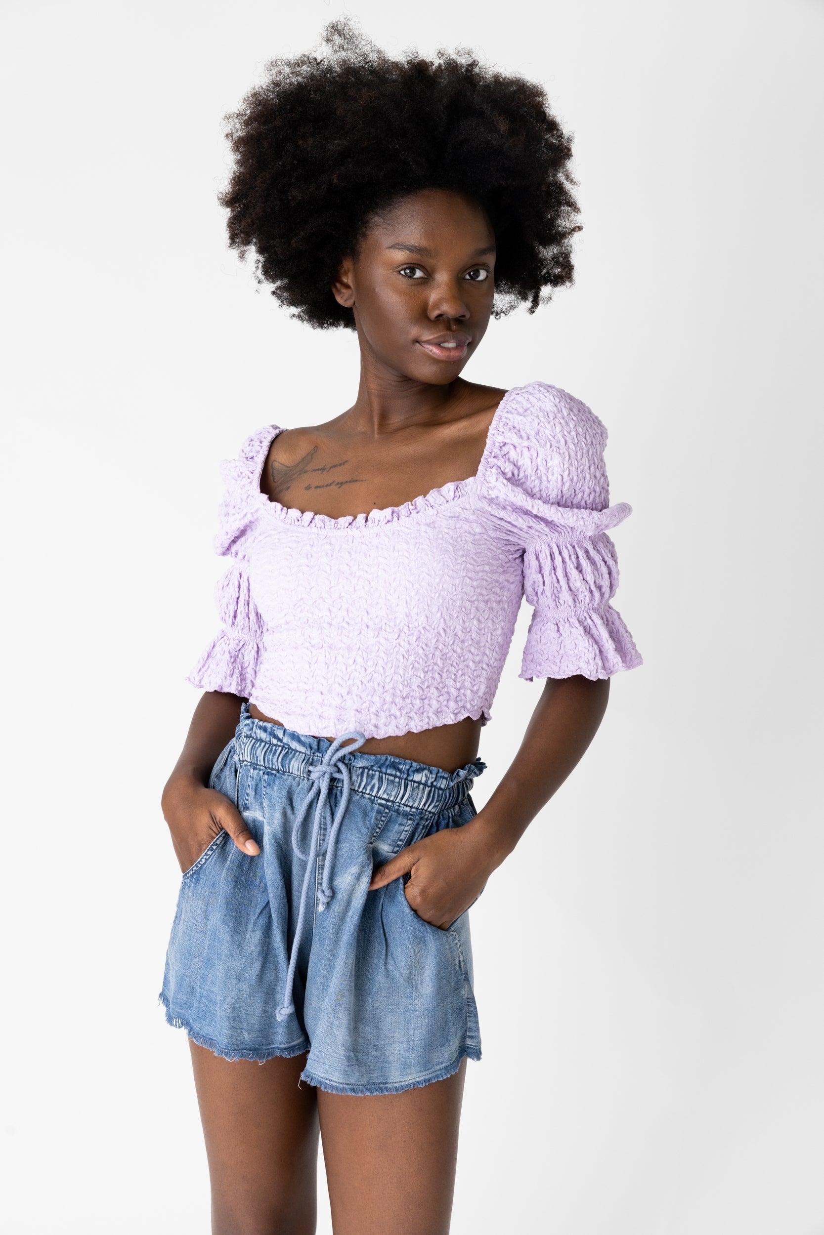 Dallas Square Neck Crinkle Top - fab'rik