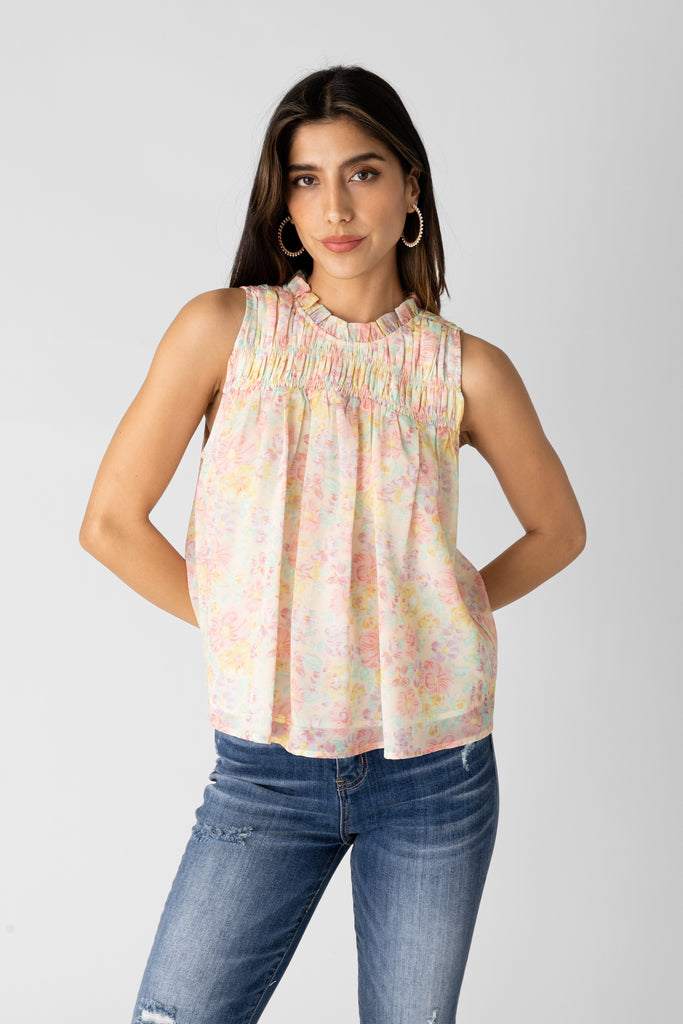 Vinnie Printed Ruffle Tank - fab'rik