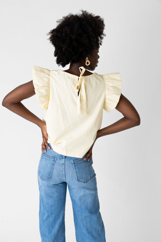 Willow Tie Back Flutter Sleeve Blouse - fab'rik