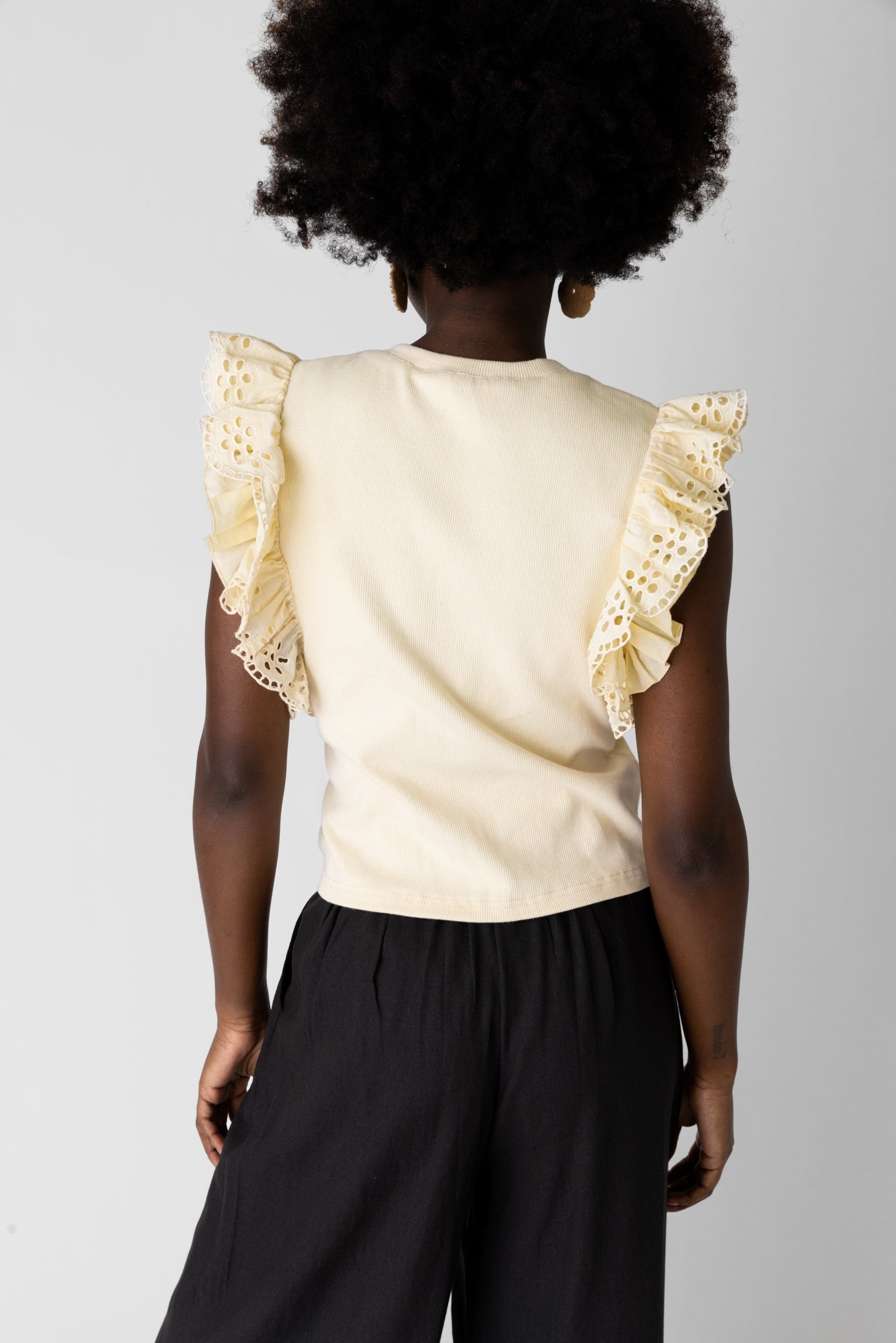 Vixey Ruffled Eyelet Trim Tank - fab'rik