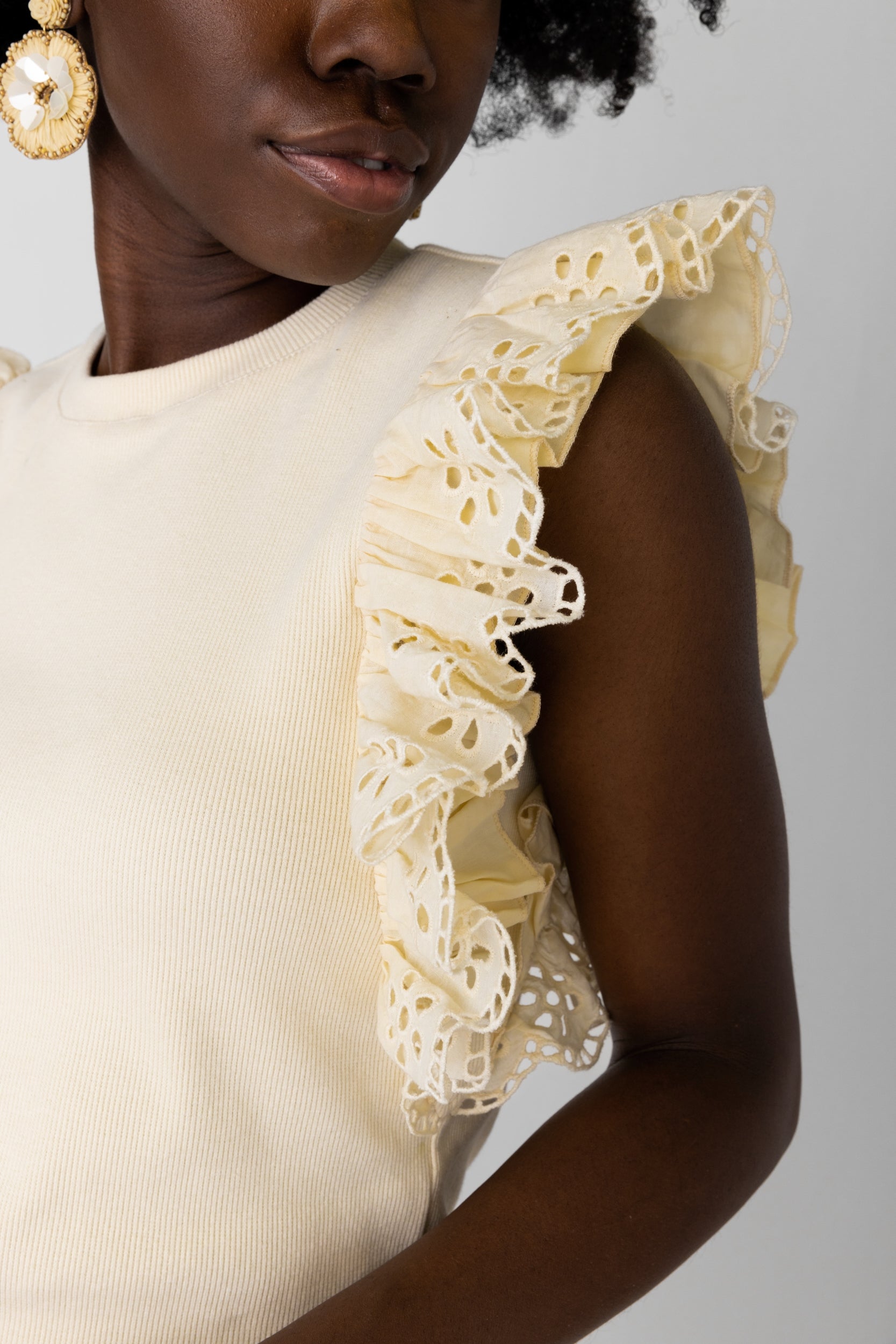 Vixey Ruffled Eyelet Trim Tank - fab'rik