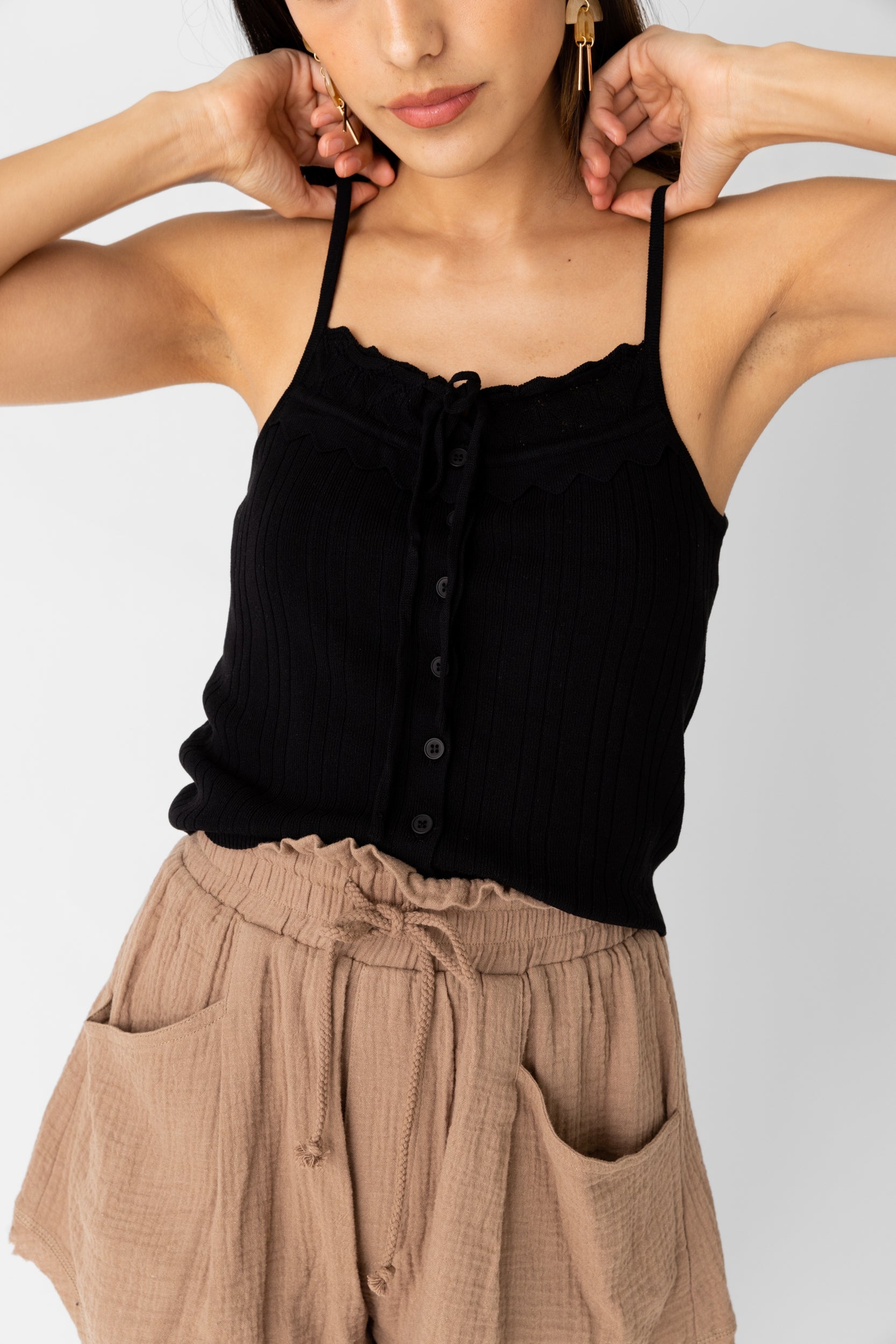 Vanessa Crochet Trim Knit Cami - fab'rik