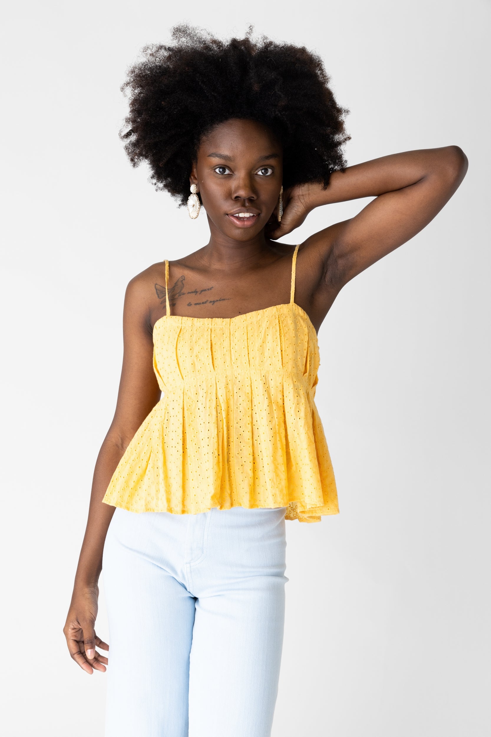 Leona Pleated Eyelet Top - fab'rik
