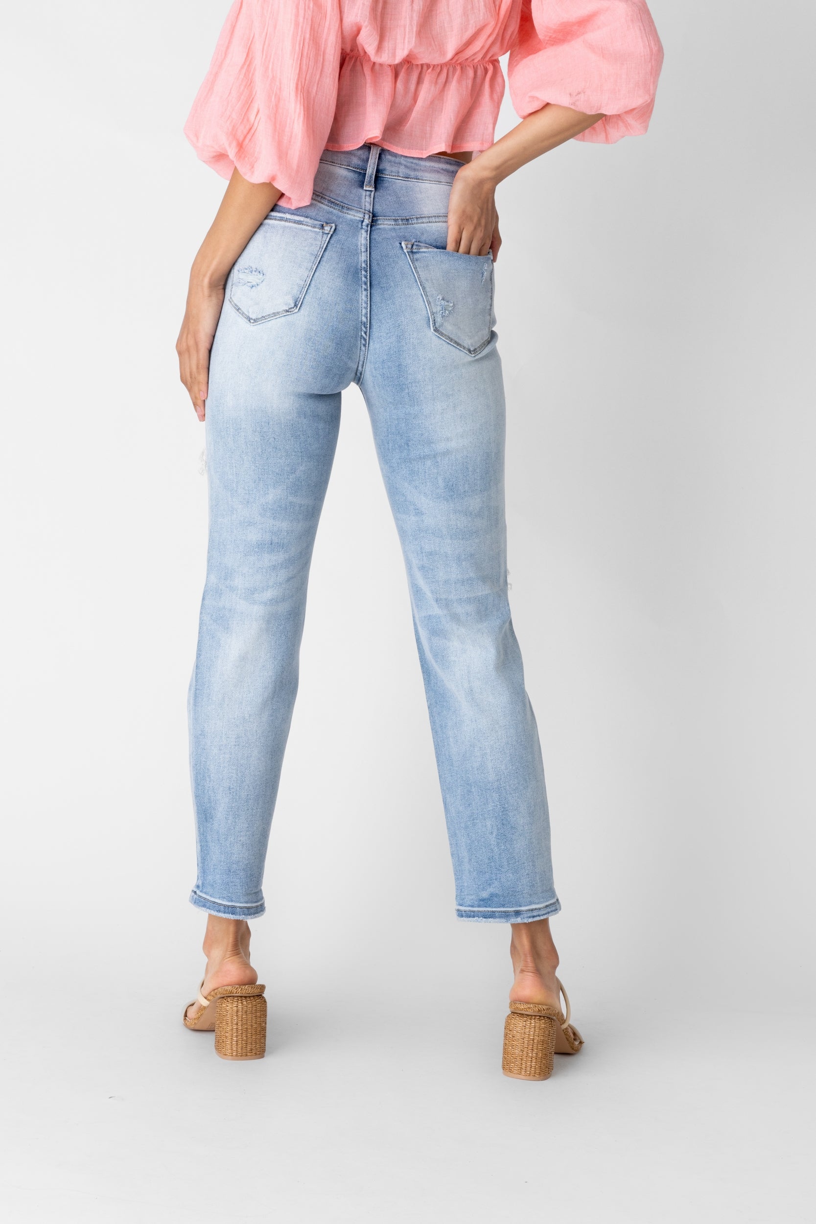 Brooklyn High Rise Distressed Straight Leg Jeans - fab'rik