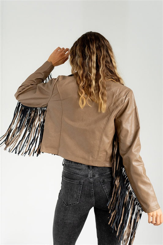 SALE - Raffi Fringed Faux Leather Jacket - fab'rik