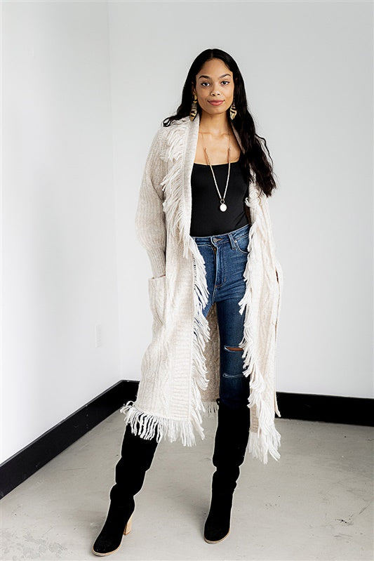 SALE - Kammi Fringe Detail Cardigan - fab'rik