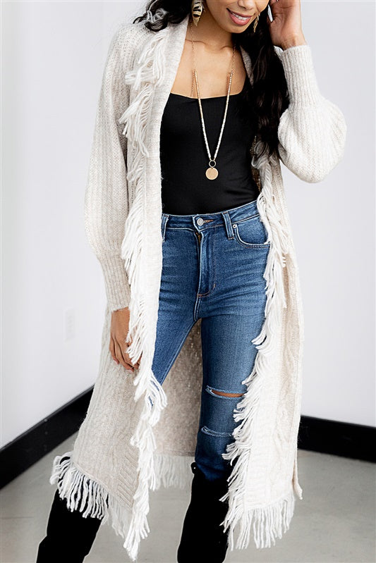 SALE - Kammi Fringe Detail Cardigan - fab'rik