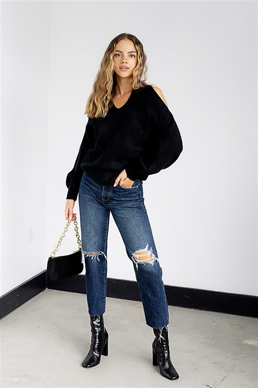 SALE - Aria Criss Cross Detail Sweater - fab'rik