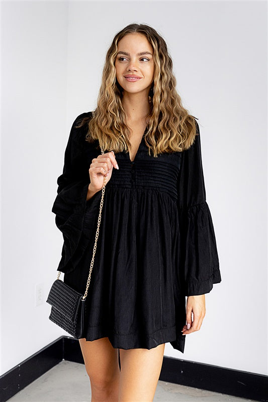 Sidona Pintucked Babydoll Romper - fab'rik