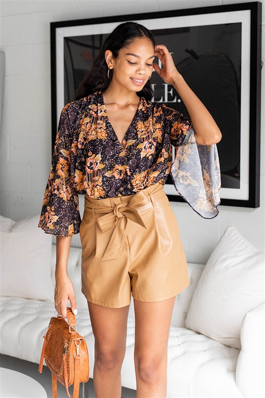 SALE - Zeppelin Faux Leather Paperbag Shorts - fab'rik