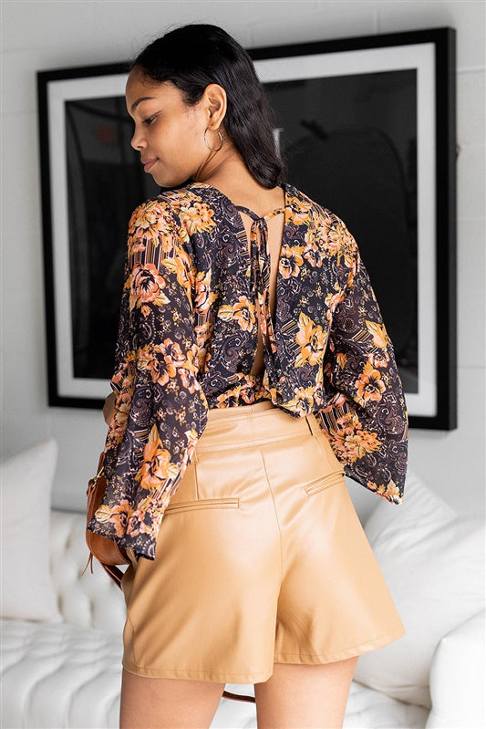 SALE - Dorsie Floral Bell Sleeve Bodysuit - fab'rik