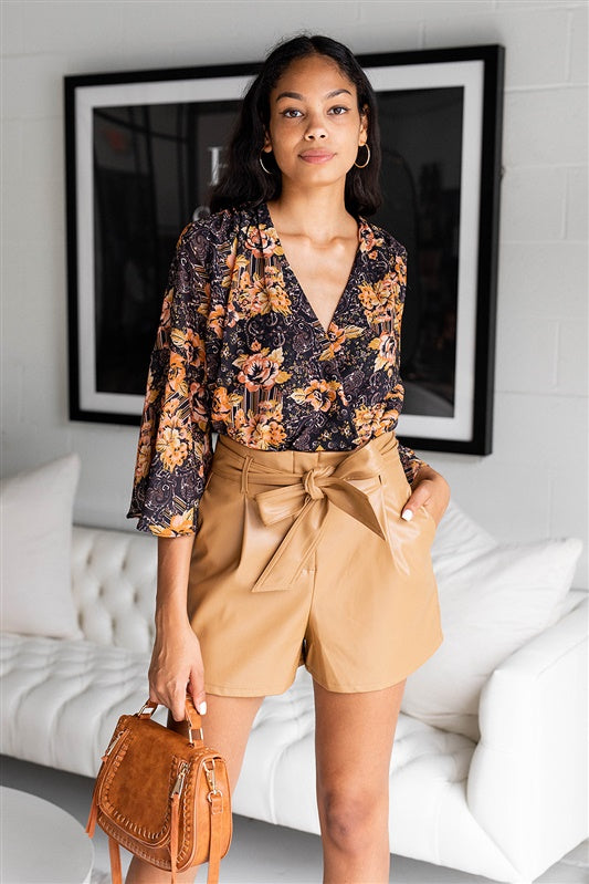 SALE - Dorsie Floral Bell Sleeve Bodysuit - fab'rik