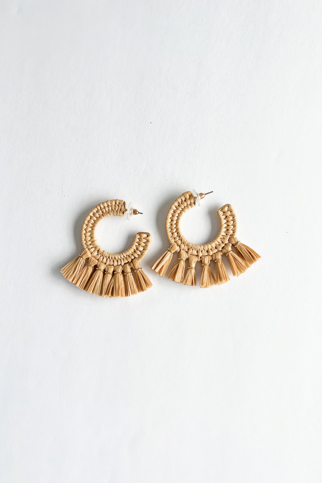 Nova Raffia Tassel Hoop Earring - fab'rik