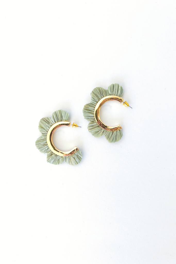 Elena Raffia Flower Cut Hoops - fab'rik