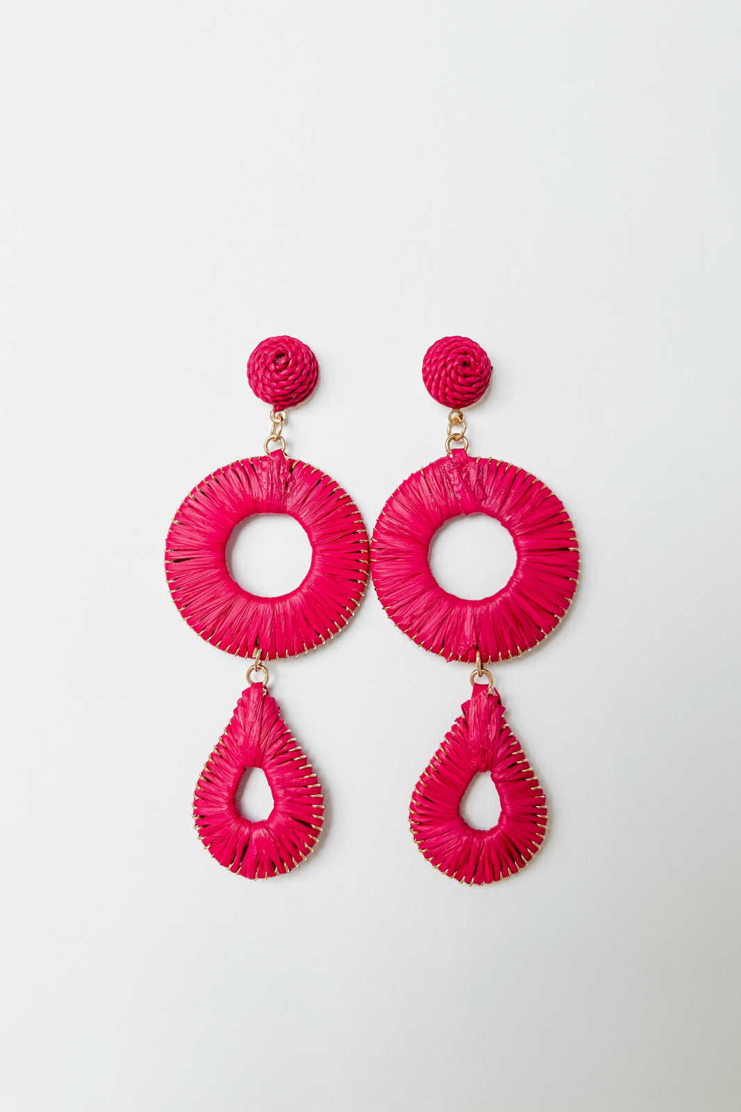 Sabrina Raffia Circle Teardrop Earrings - fab'rik
